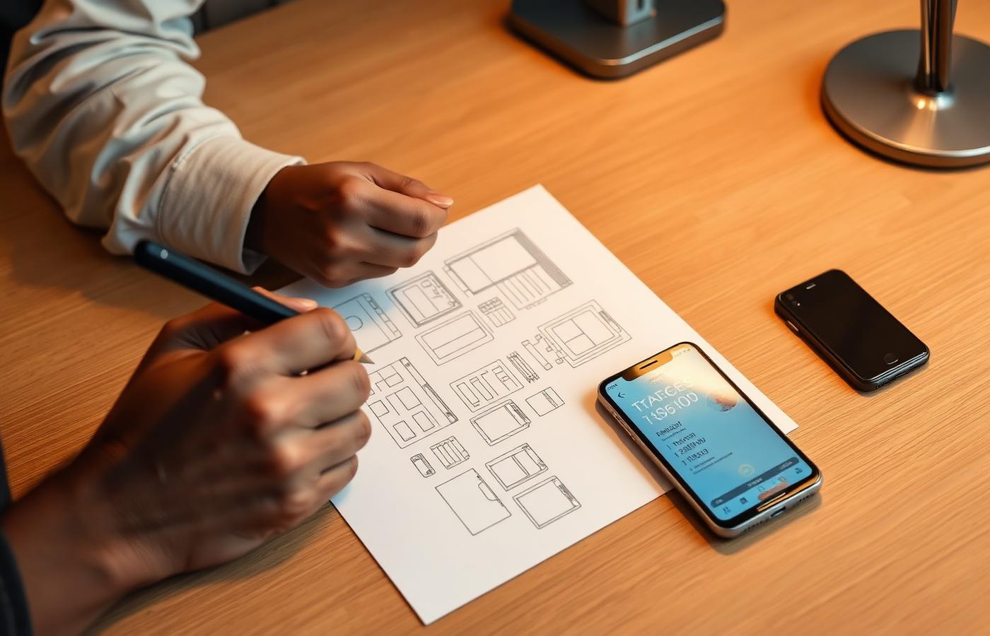 Designer sketching wireframes